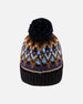Lined Knit Winter Hat With Pompom Taupe And Navy - H10Z50_000