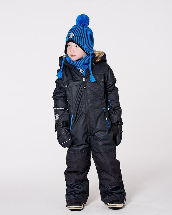 Winter Peruvian Knit Hat With Pompom And Lining Black And Blue - H10Z60_000
