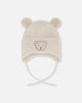 Lined Baby Winter Knit Hat With Ear Flaps Off-White - H10ZA03_165