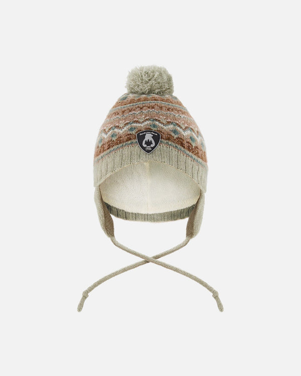 Lined Baby Knit Pompom Hat With Ear Flaps Blue Purple - H10ZA04_969