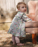 Printed Muslin Sage Floral Dress And Solid Leggings Set - H20A10_046
