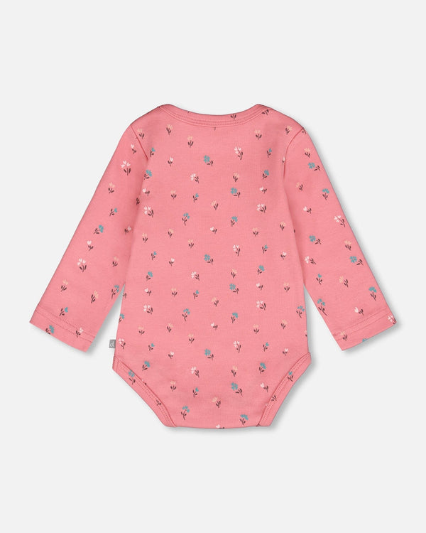 Organic Cotton Long Sleeve Romper Pink Floral - H20A70_048