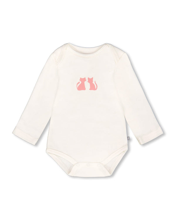 Organic Cotton Long Sleeve Romper Off-White Floral - H20A70_101