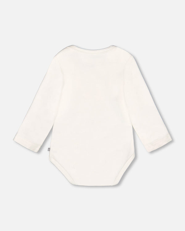 Organic Cotton Long Sleeve Romper Off-White Floral - H20A70_101