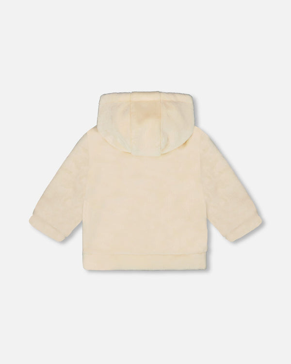 Plush Hooded Jacket Off White - H20B30_101