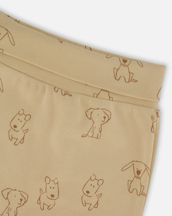 Organic Cotton Evolutive Pants Beige Printed Dogs - H20C20_043