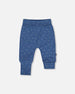 Organic Cotton Evolutive Pants Blue Printed Leaves - H20C20_053