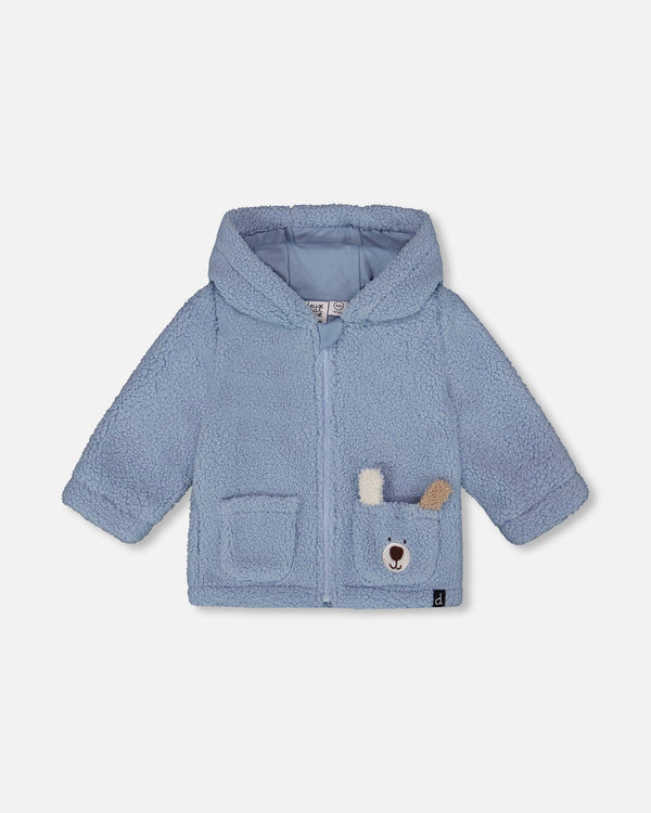 Plush Hooded Jacket Light Blue - H20C30_425