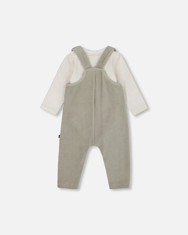 Onesie And Stretchy Corduroy Overalls Set Jade Green - H20C44_325