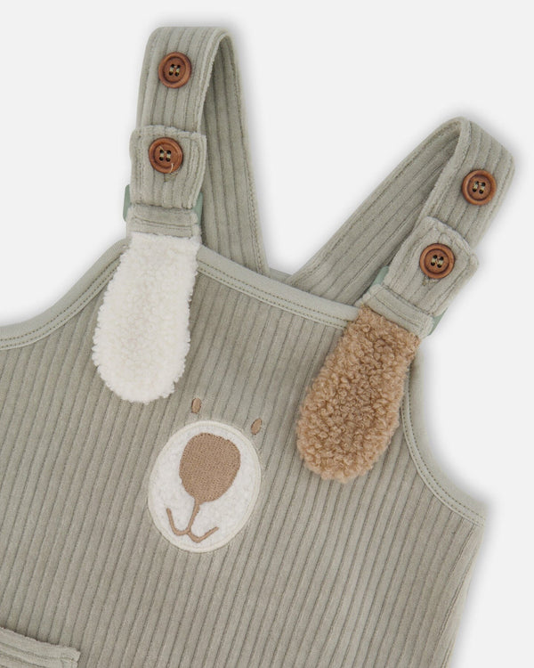 Onesie And Stretchy Corduroy Overalls Set Jade Green - H20C44_325