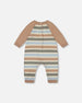 Knitted Romper Blue And Green Stripes - H20CT40_000