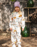 Glittering French Terry Sweatpant Beige Cat Print - H20E21_055