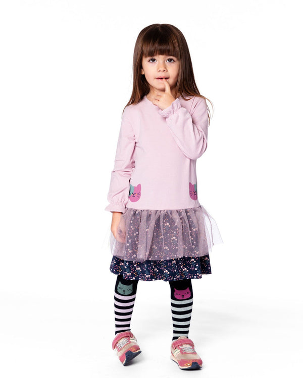 Bi-Material Dress Dusty Pink - H20E88_514
