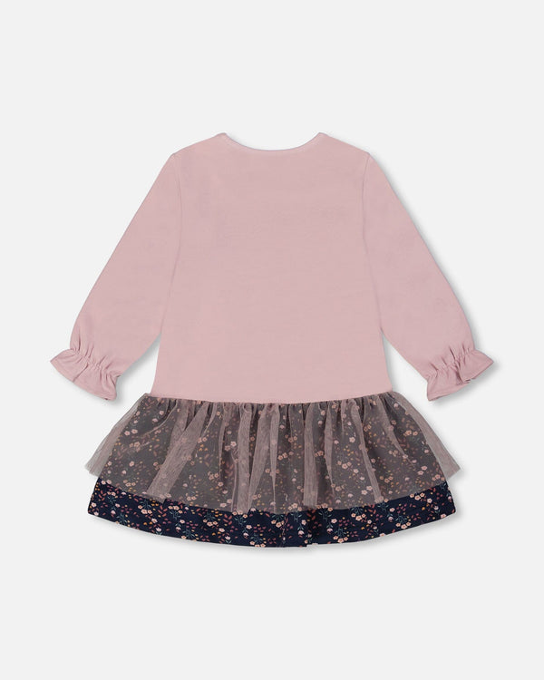 Bi-Material Dress Dusty Pink - H20E88_514