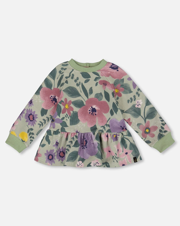 Stretch Fleece Sweatshirt Sage Floral - H20F30_046