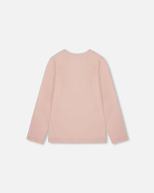 Organic Cotton Long Sleeve T-Shirt Light Pink With Big Flowers - H20G70_604