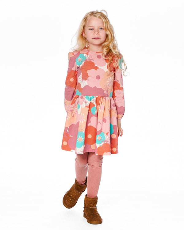 Organic Cotton Dress With Coral Flowers - H20G88_058
