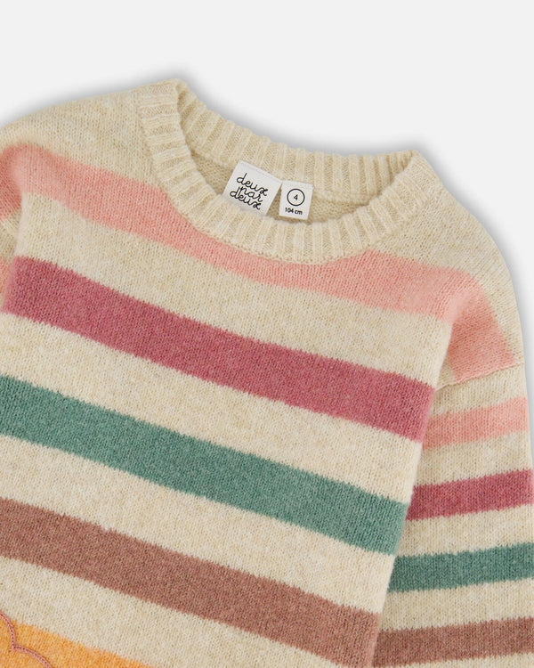 Knitted Tunic Off-White With Stripes - H20GT76_101