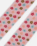 Knit Tights Light Pink With Flowers - H20GT_604