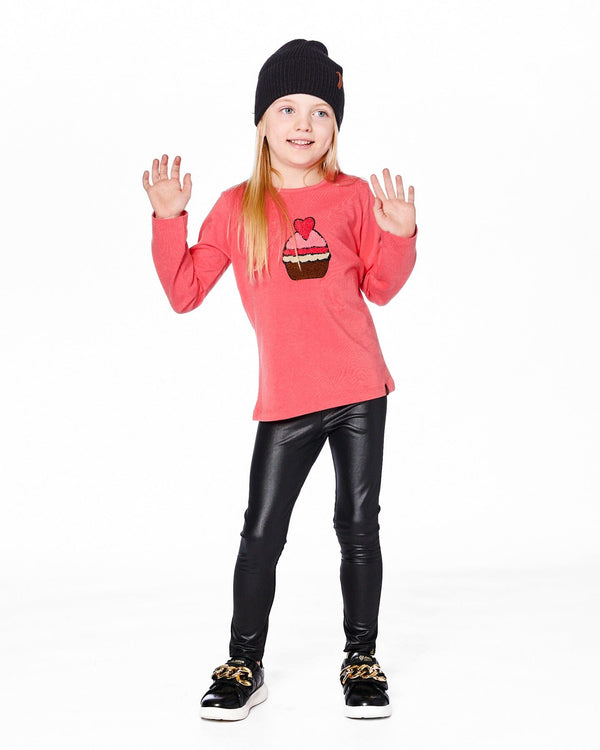 Organic Cotton T-Shirt Coral With Cupcake - H20H70_858