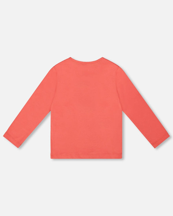 Organic Cotton T-Shirt Coral With Cupcake - H20H70_858