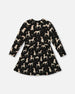 Half Button Jersey Dress Black Dalmatian Print - H20H87_075