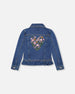 Denim Jacket Blue With Ruffle Hem And Floral Embroidery - H20J50_123