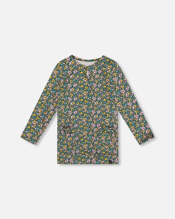 Jersey Tunic Green With Floral Print - H20J77_073