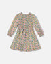 Smocked Viscose Dress Green With Floral Print - H20J87_074