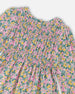 Smocked Viscose Dress Green With Floral Print - H20J87_074