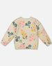 Knitted Sweater Heather Beige Gray With Floral Print - H20JT72_193
