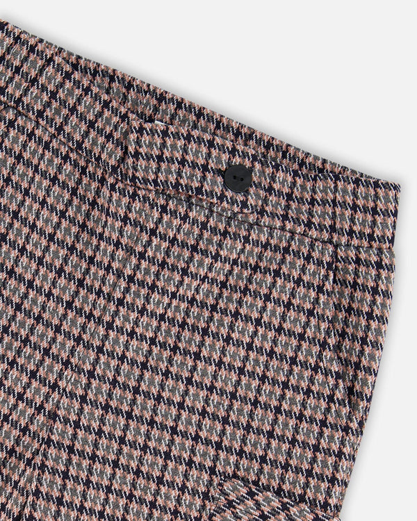 Jacquard Knit Flare Pants With Houndstooth Pattern - H20K20_076