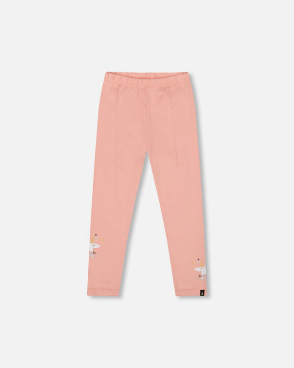 Organic Cotton Leggings Dusty Pink With Unicorn Print - H20K60_650