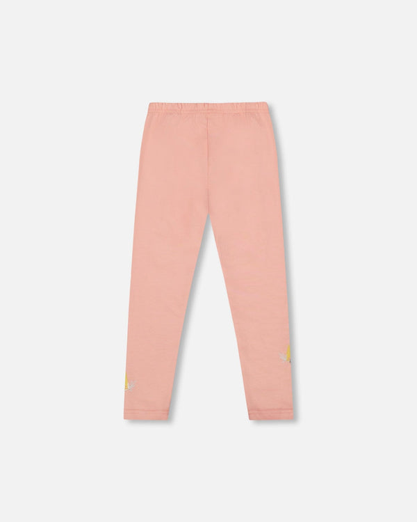 Organic Cotton Leggings Dusty Pink With Unicorn Print - H20K60_650