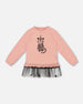 Long Bi-Material Top Dusty Pink With Mesh Ruffle Hem And Leopard Print - H20K76_650