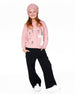 Hooded Knit Cardigan Dusty Pink With Unicorn Intarsia - H20KT31_650