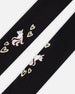 Knit Tights Black With Unicorns And Hearts - H20KT_999
