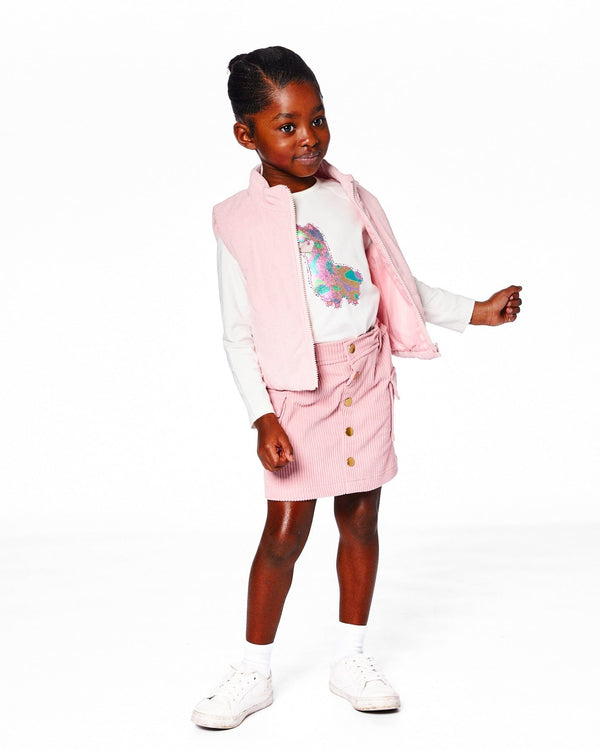 Corduroy Puffy Sleeveless Vest Dusty Pink - H20M30_622