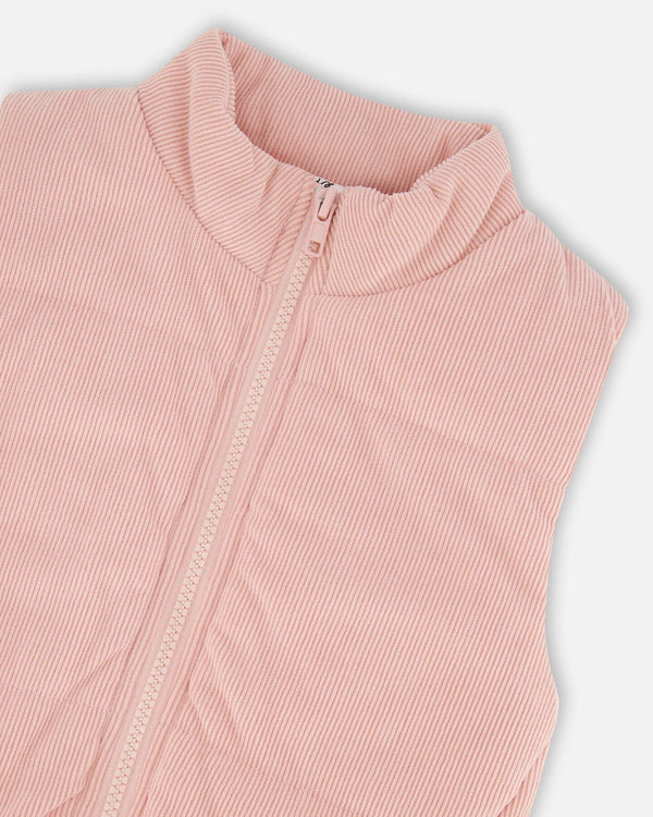 Corduroy Puffy Sleeveless Vest Dusty Pink - H20M30_622