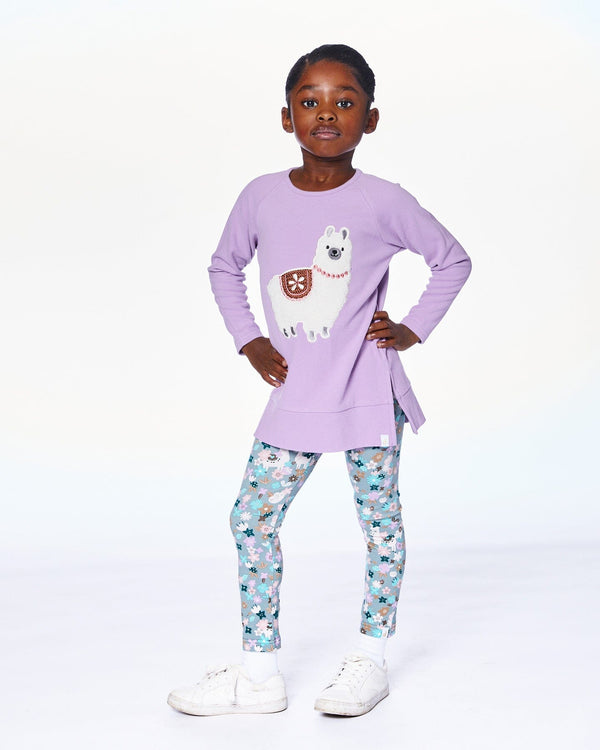 Organic Cotton Leggings Blue Llama Print - H20M60_081
