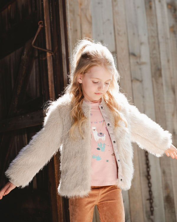 Organic Cotton T-Shirt Dusty Pink With Llama - H20M70_622