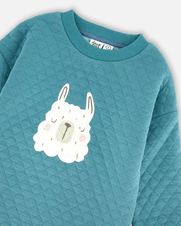Quilted Tunic Dress Turquoise Blue - H20M87_408