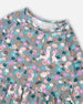 Half Button Organic Cotton Dress Blue Llama Print - H20M88_081