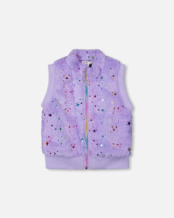 Faux Fur Zipped Vest Lavender - H20N30_564