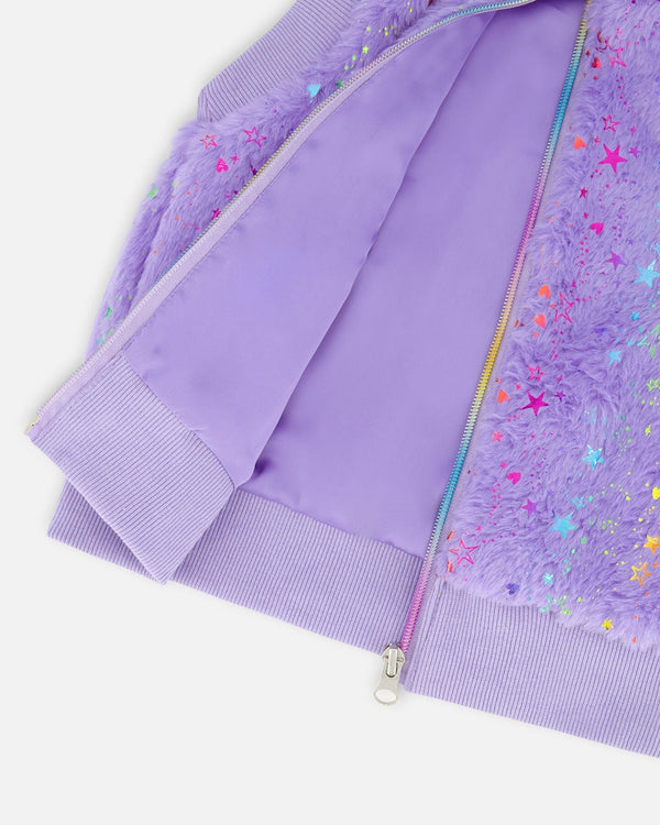 Faux Fur Zipped Vest Lavender - H20N30_564