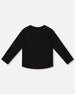 Organic Cotton Long Sleeve T-Shirt Black With Sequin Rainbow - H20N70_999