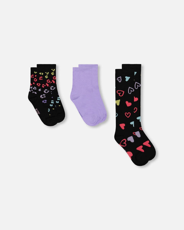 3-Pack Knit Socks Black And Multicolor - H20NS_000