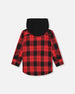 Plaid Flannel Shirt With Hoodie Red And Black - H20OB16_085