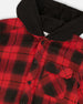 Plaid Flannel Shirt With Hoodie Red And Black - H20OB16_085