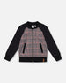 Bi-Material Zip Front Jacket Gray And Black Plaid - H20OB30_000